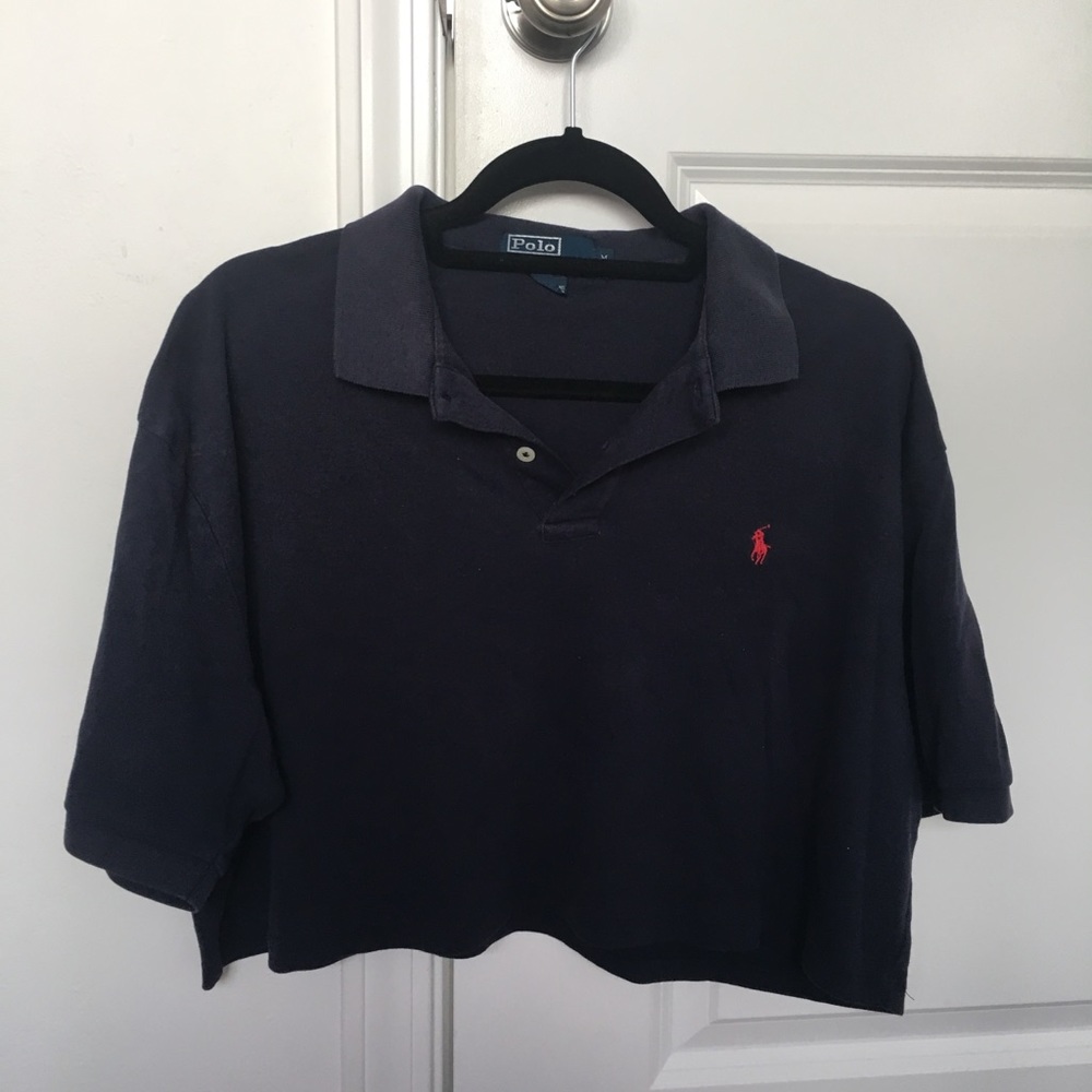 Navy blue Ralph Lauren cropped polo from brandy